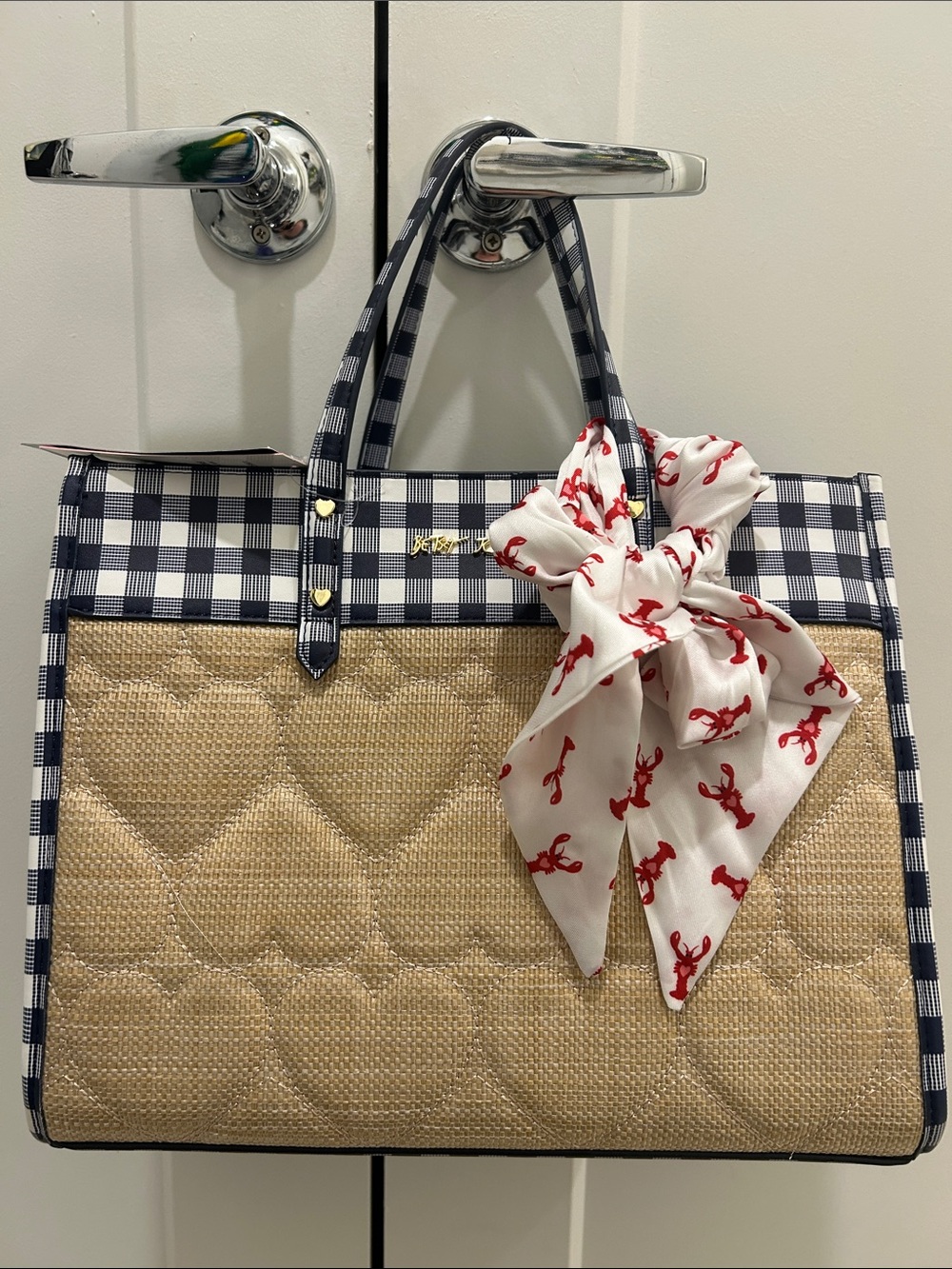 Betsey Johnson (NWT) Quilted Heart Straw Tote